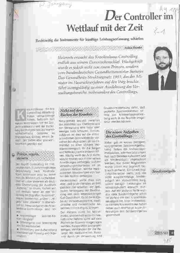 Vorschauseite 1: Der Controller im Wettlauf mit der Zeit Rechtzeitig die Instrumente für künftige Leistungserfassung schärfen