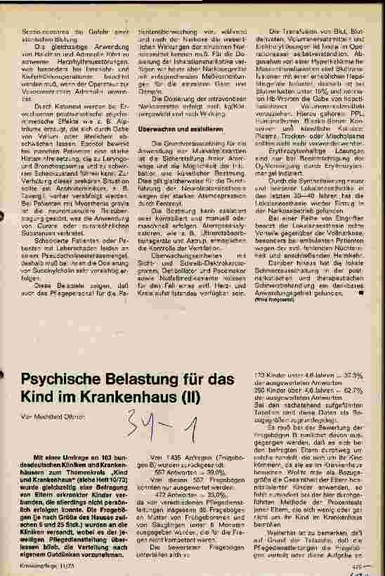 Vorschauseite 1: Psychische Belastung für das Kind im Krankenhaus (II)