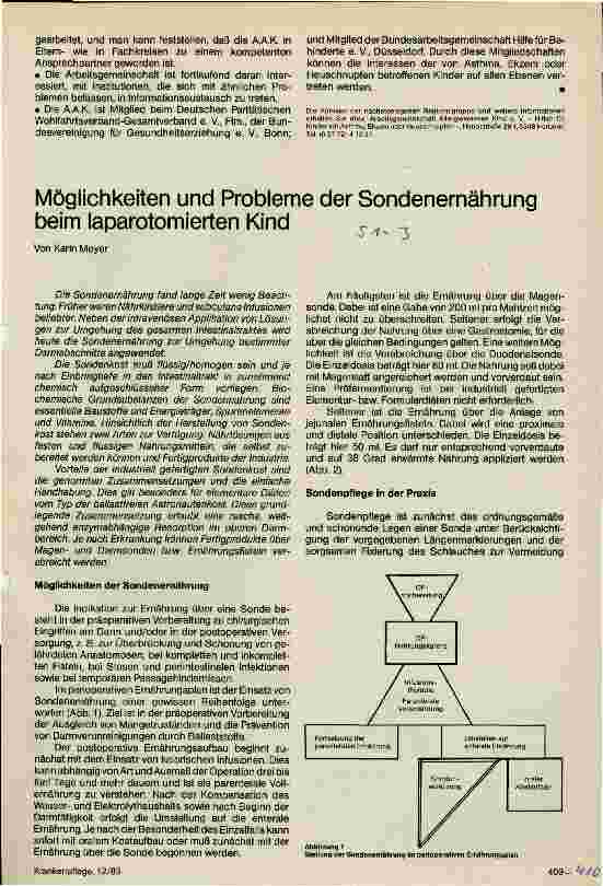 Vorschauseite 1: Möglichkeiten und Probleme der Sondenernährung beim laparotomierten Kind
