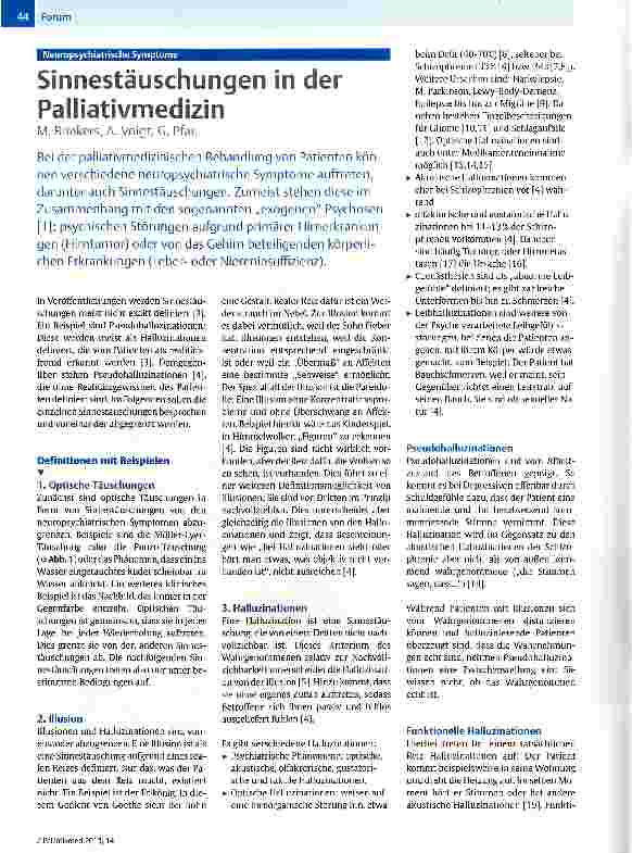 Vorschauseite 1: Sinnestäuschungen in der Pailiativmedizin