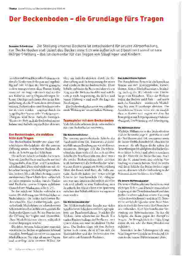 Vorschauseite 1: Der Beckenboden - die Grundlage fürs Tragen