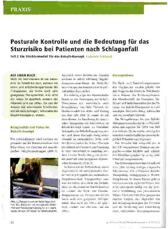 Vorschauseite 1: Posturale Kontrolle und die Bedeutung für das Sturzrisiko bei Patienten nach Schlaganfall Teil 2: Ein Strukturmodell für das Bobath-Konzept