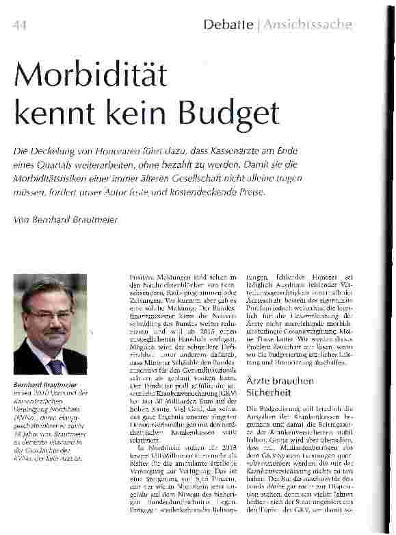 Vorschauseite 1: Morbidität kennt kein Budget