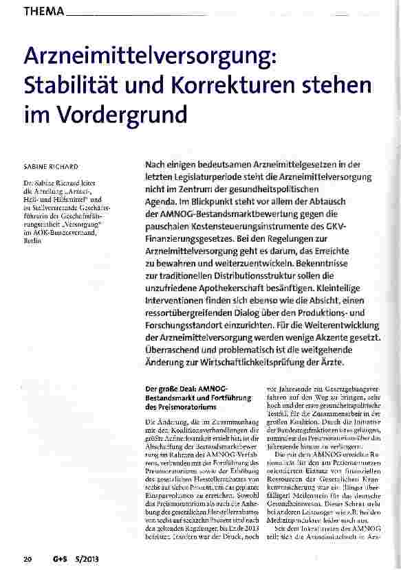 Vorschauseite 1: Arzneimittelversorgung: Stabilität und Korrekturen stehen im Vordergrund