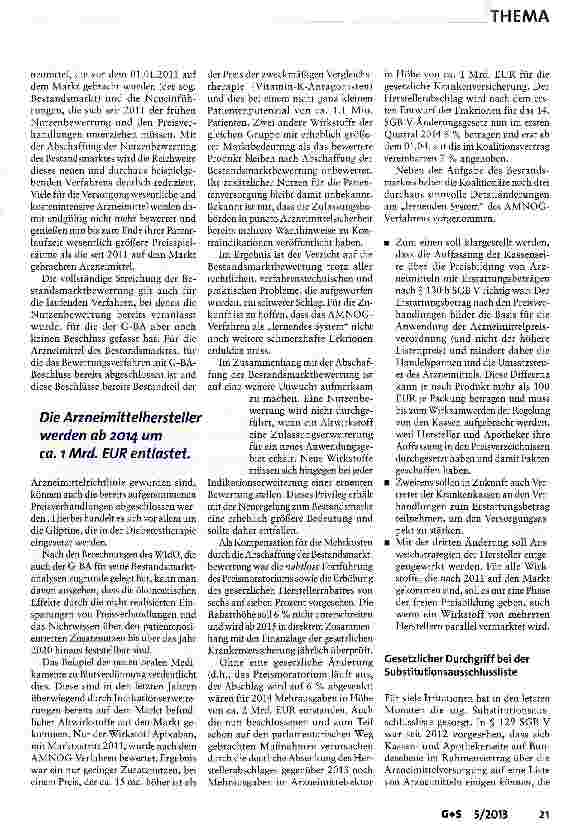 Vorschauseite 2: Arzneimittelversorgung: Stabilität und Korrekturen stehen im Vordergrund