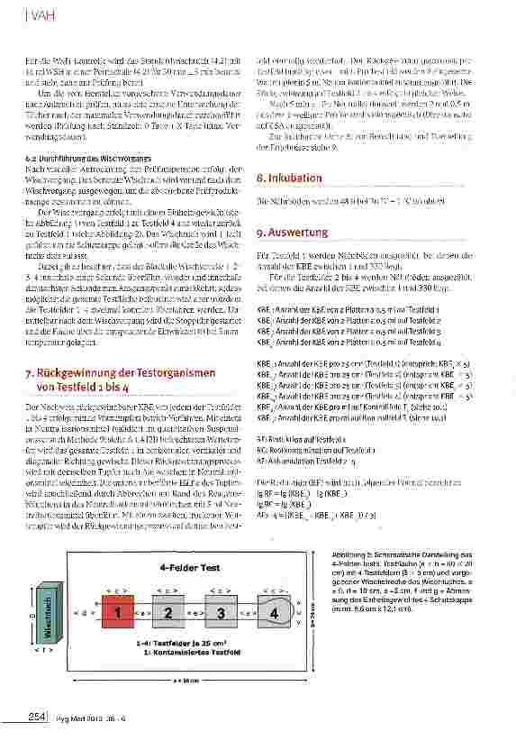 Vorschauseite 3: Überprüfung der Wirksamkeit der Kombination von einem spezifizierten Wischtuch und einem Desinfektionsmittel im praxisnahen 4-Felder-Test