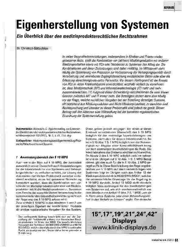 Vorschauseite 1: Eigenherstellung von Systemen
