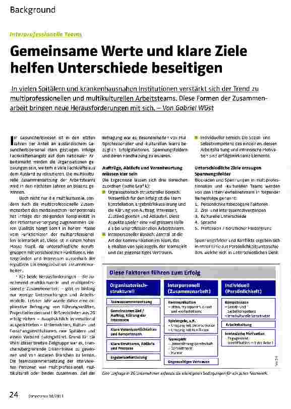 Vorschauseite 1: Gemeinsame Werte und klare Ziele helfen Unterschiede beseitigen