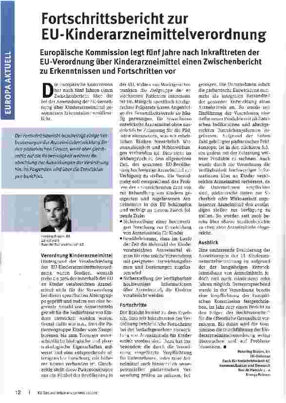 Vorschauseite 1: Fortschrittsbericht zur EU-Kinderarzneimittelverordnung