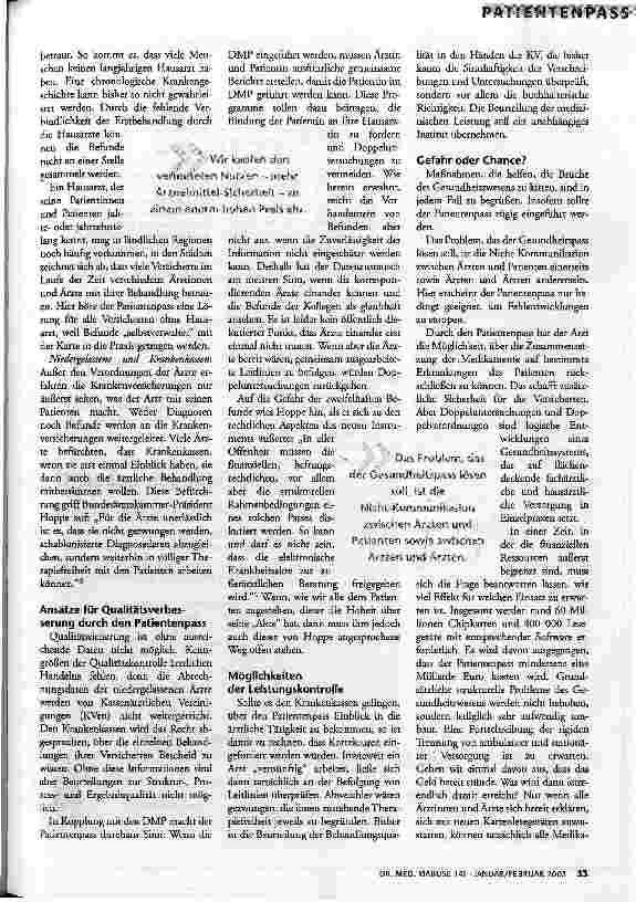 Vorschauseite 3: Mit dem Gesundheitspass zu Qualität und Transparenz?