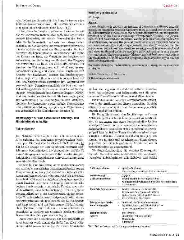 Vorschauseite 2: Ernährung und Demenz