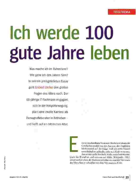 Vorschauseite 1: Ich werde 100 gute Jahre leben
