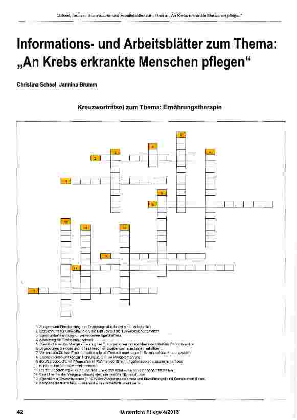 Vorschauseite 1: Informationsund Arbeitsblätter zum Thema „An Krebs erkrankte Menschen pflegen