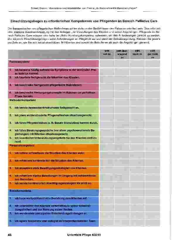 Vorschauseite 5: Informationsund Arbeitsblätter zum Thema „An Krebs erkrankte Menschen pflegen