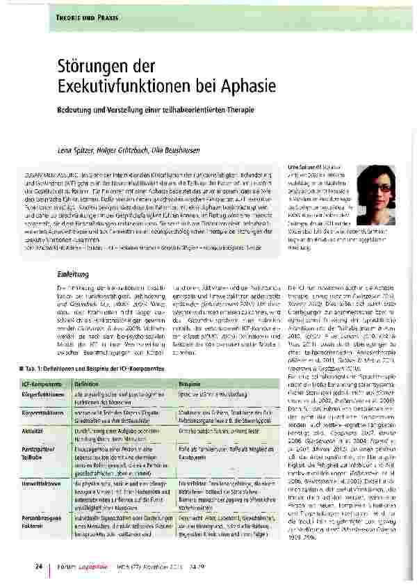 Vorschauseite 1: Störungen der Exekutivfunktionen bei Aphasie