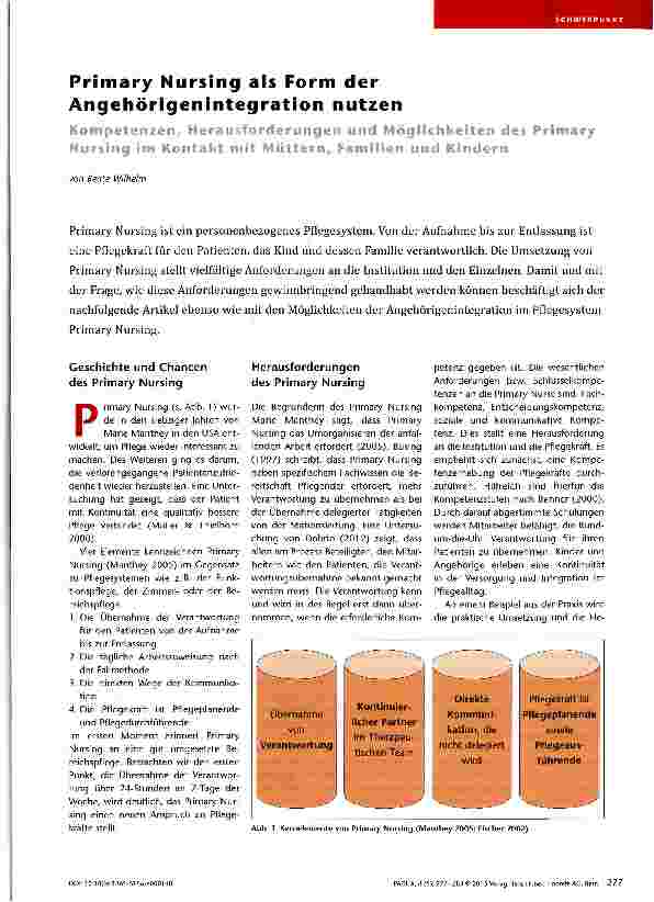 Vorschauseite 1: Primary Nursing als Form der Angehörigenintegration nutzen