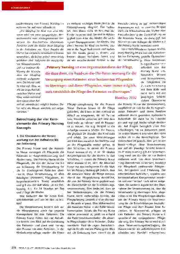 Vorschauseite 2: Primary Nursing als Form der Angehörigenintegration nutzen