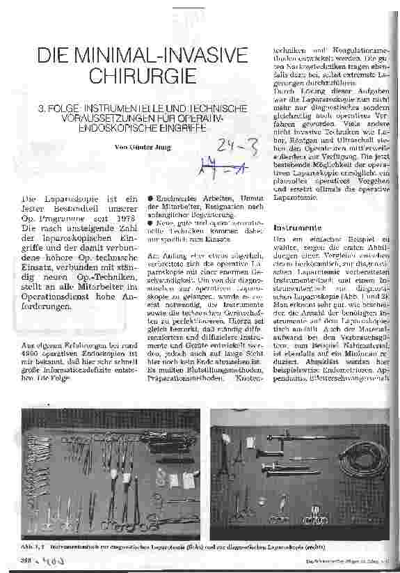 Vorschauseite 1: Die minimal-invasive Chirurgie (3) Instrumentelle und technische Voraussetzungen für operaitv-endoskopische Eingriffe