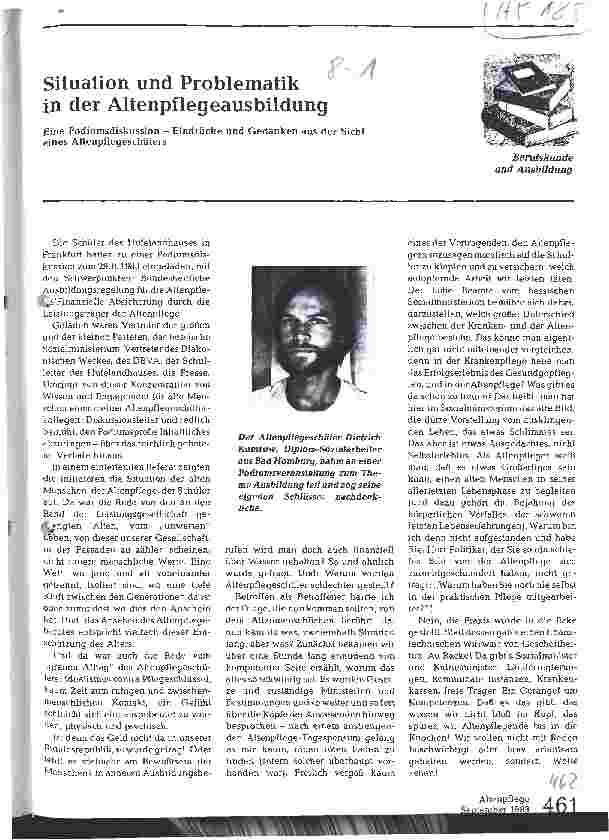 Vorschauseite 1: Situation und Problematik in der Altenpflegeausbildung