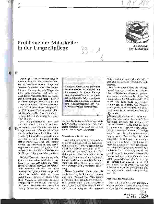 Vorschauseite 1: Probleme der Mitarbeiter in der Langzeitpflege