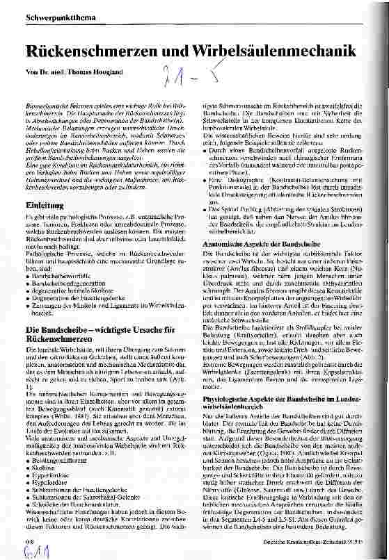 Vorschauseite 1: Rückenschmerzen und Wirbelsäulenmechanik