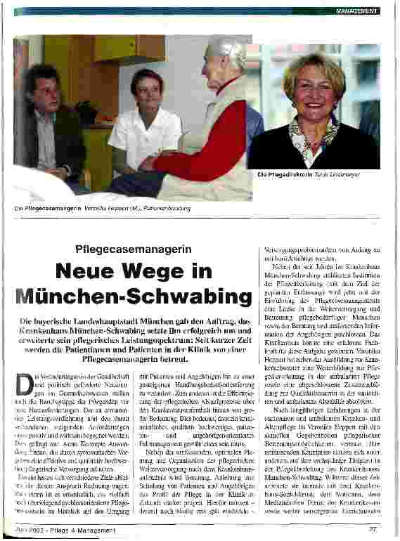 Vorschauseite 1: Pflegecasemanagerin: Neue Wege in München-Schwabing