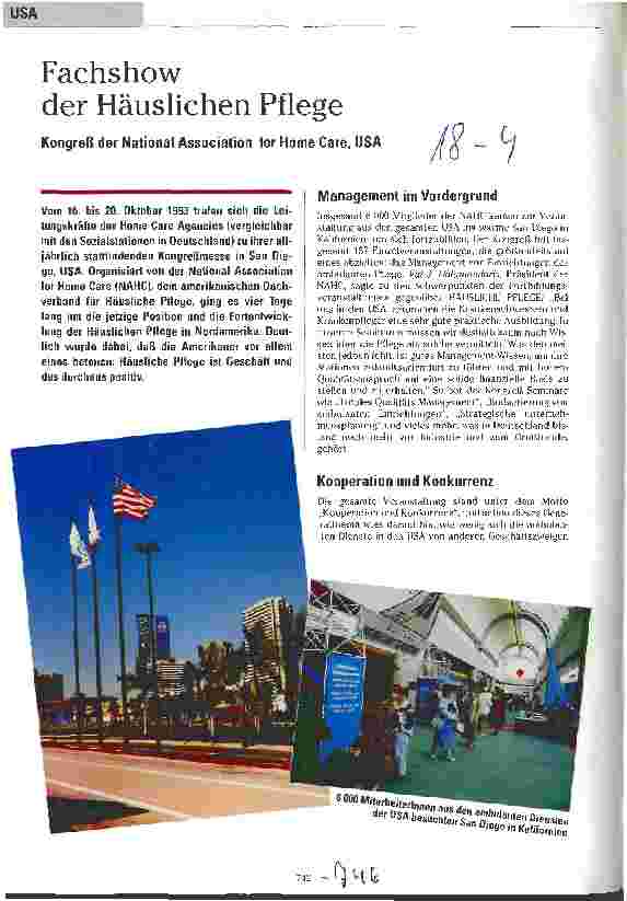 Vorschauseite 1: Fachshow der häuslichen Pflege Kongreß der National Association for Home Care, USA