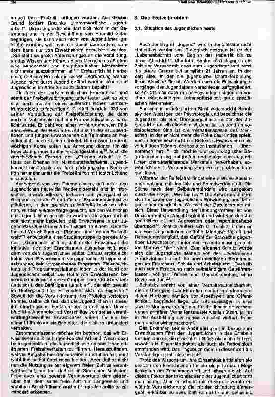 Vorschauseite 4: Das Problem der Freizeitgestaltung an Krankenpflegeschulen
