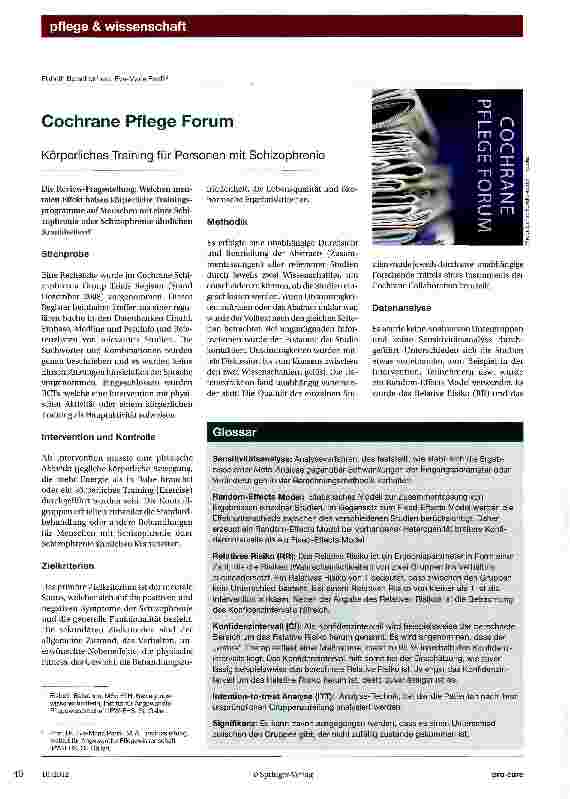 Vorschauseite 1: Cochrane Pflege Forum