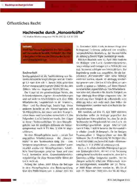 Vorschauseite 1: Nachtwache durch „Honorarkräfte