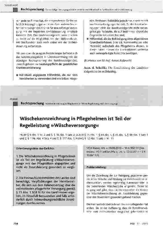Vorschauseite 1: Wäschekennzeichnung in Pflegeheimen ist Teil der Regelleistung »Wäscheversorgung«