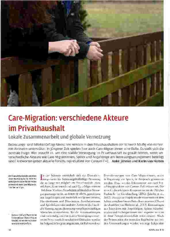 Vorschauseite 1: Care-Migration: verschiedene Akteure im Privathaushalt