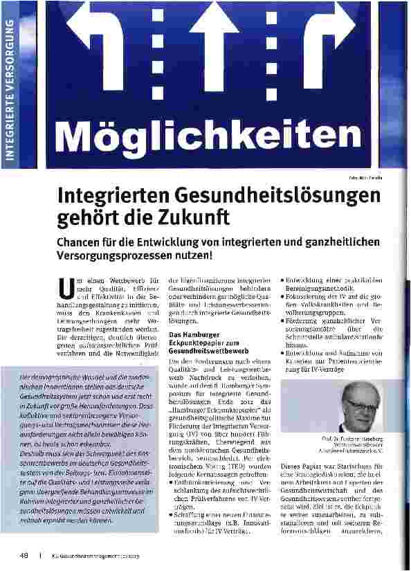 Vorschauseite 1: Integrierten Gesundheitslösungen gehört die Zukunft