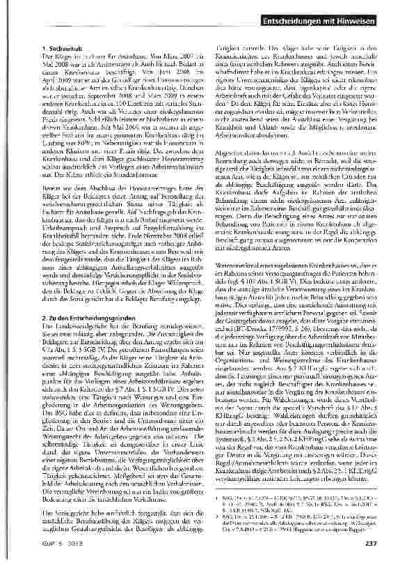 Vorschauseite 2: Honorarärzte im Krankenhaus und Arbeitsrecht SGBVI§7; KHEntgG§2Abs. 1