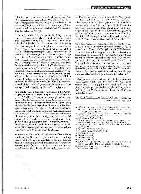 Vorschauseite 4: Honorarärzte im Krankenhaus und Arbeitsrecht SGBVI§7; KHEntgG§2Abs. 1