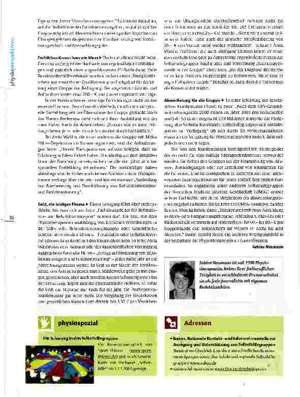 Vorschauseite 3: Arbeiten mit Selbsthilfegruppen Abwechslung, Spaß und motivierte Patienten