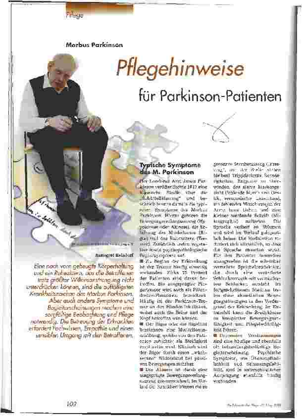 Vorschauseite 1: Pflegehinweise für Parkinson-Patienten