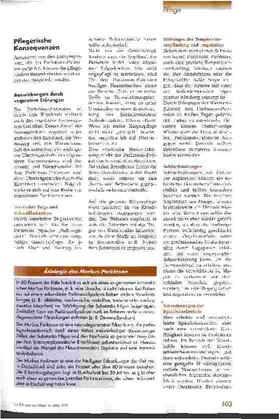 Vorschauseite 2: Pflegehinweise für Parkinson-Patienten