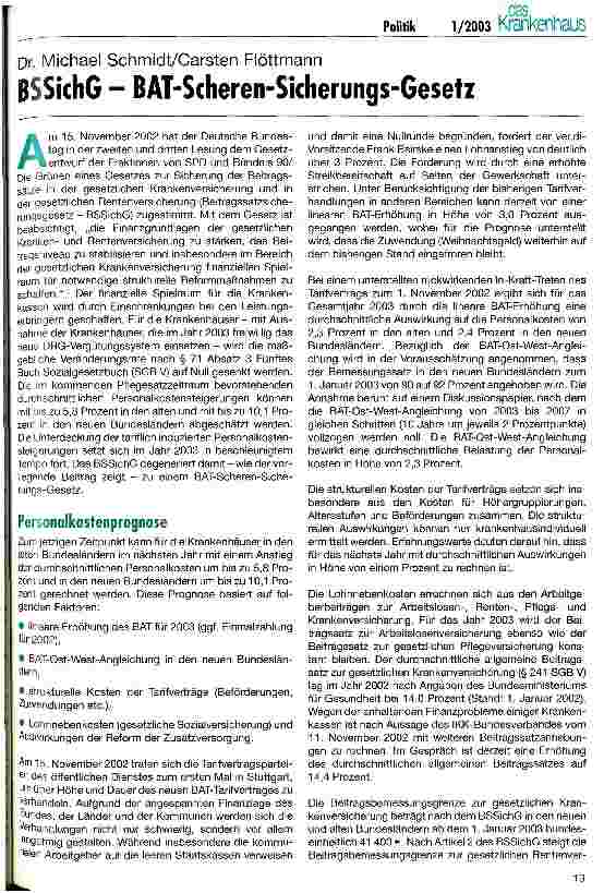Vorschauseite 1: BSSichG - BAT-Scheren-Sicherungs-Gesetz
