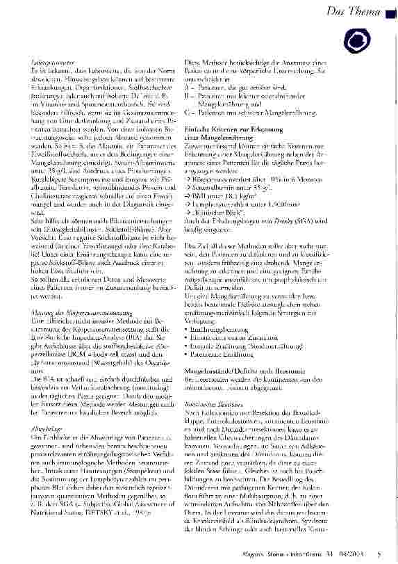 Vorschauseite 3: Mangelernährung bei Ileostomien