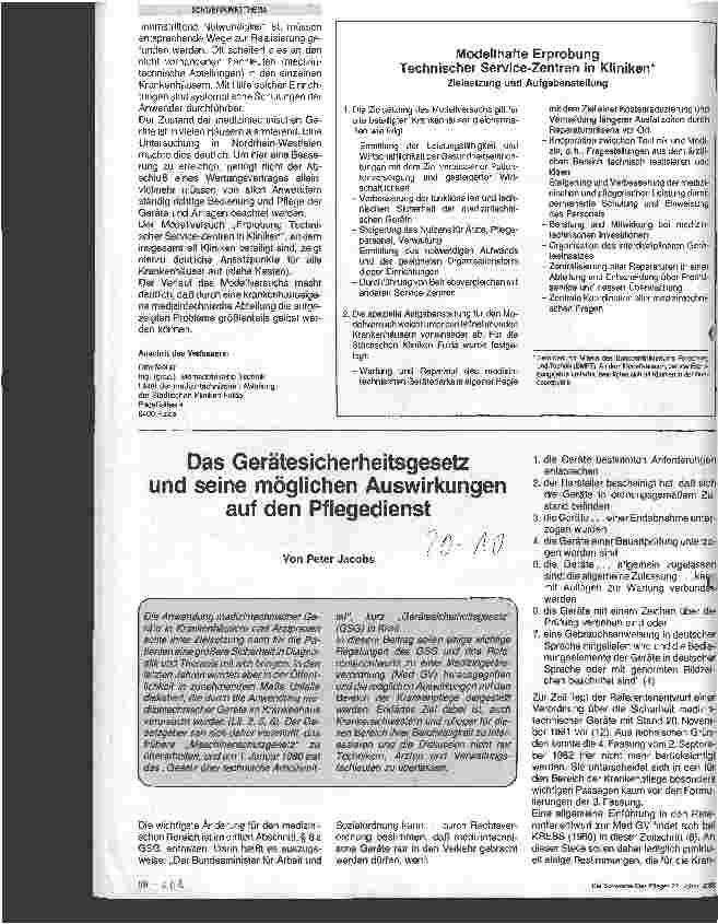 Vorschauseite 1: Das Gerätesicherheitsgesetz und seine möglichen Auswirkungen auf den Pflegedienst