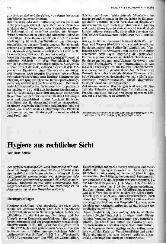 Vorschauseite 1: Hygiene aus rechtlicher Sicht