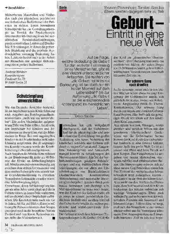 Vorschauseite 1: Geburt - Eintritt in eine neue Welt