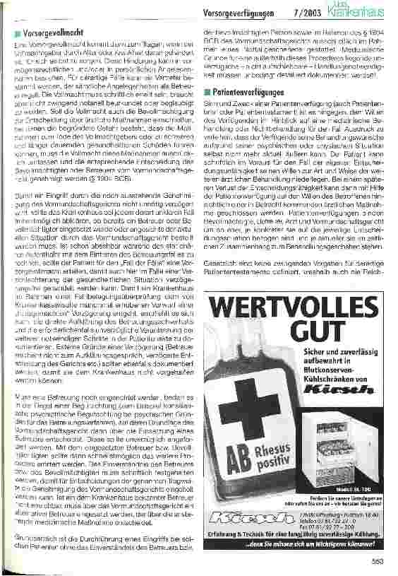 Vorschauseite 2: Vorsorgeverfügung - die neue Haftungsfalle für Ärzte und Krankenhäuser?