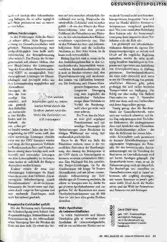 Vorschauseite 2: Um wessen Interessen geht es? Bündnis für Gesundheit 2000 auferstanden