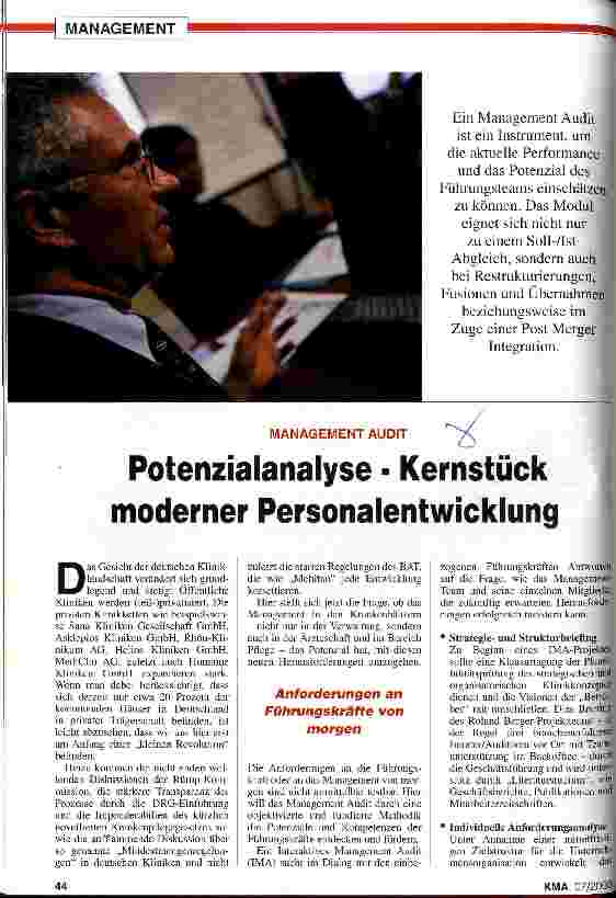 Vorschauseite 1: Management Audit: Potenzialanalyse - Kernstück moderner Personalentwicklung