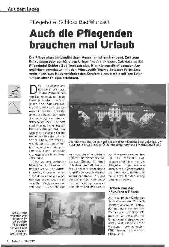 Vorschauseite 1: Auch die Pflegenden brauchen mal Urlaub