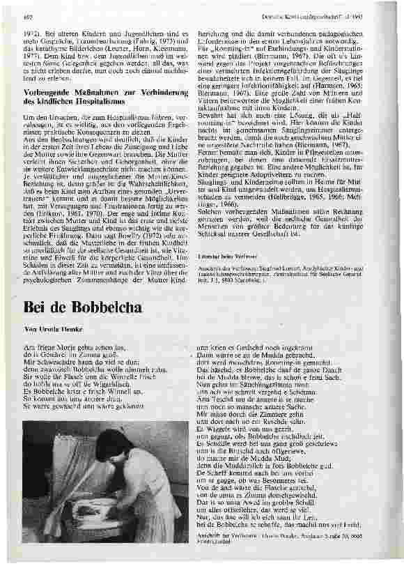 Vorschauseite 4: Zur Problematik des kindlichen Hospitalismus