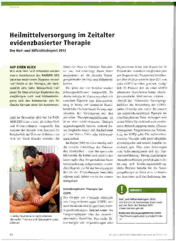 Vorschauseite 1: Heilmittelversorgung im Zeitalter evidenzbasierter Therapie Der Heilund Hilfsmittelreport 2013