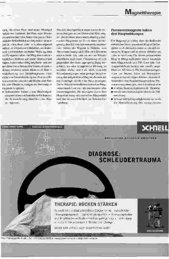Vorschauseite 4: Magnettherapie - Scharlatanerie oder eine neue Dimension in der Medizin? - Eine Übersicht